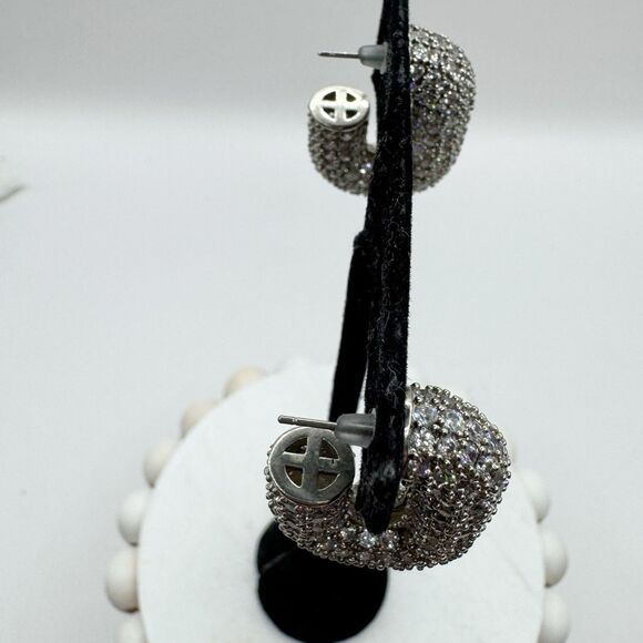 Luv Aj Silver Crystal Earrings - Picture 9 of 11